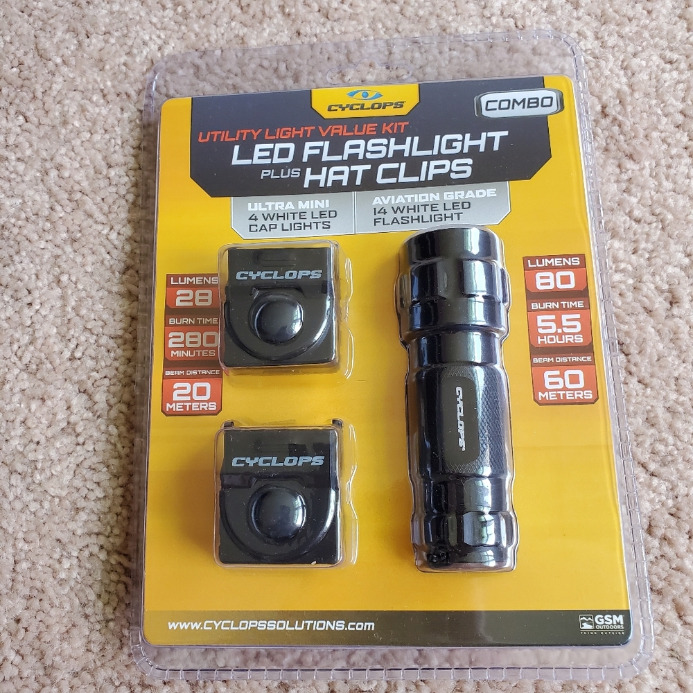 Led Flashlight & Hat Clip Combo
